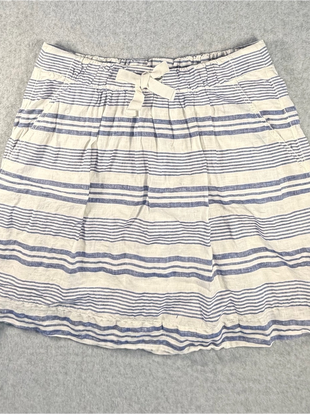 J Crew Boardwalk Striped Blue and White Linen Skirt
